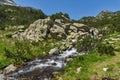 Landscape with Banski lakes and Small Polezhan peak, Pirin Mountain Royalty Free Stock Photo