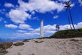 Landscape with Barbers Point Lighthouse, along the western shore of Oahu, near Kapolei, Hawaii Royalty Free Stock Photo