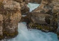 Landscape with basalt and rapids of the Barnafoss or Childrens Falls Waterfall Royalty Free Stock Photo