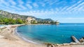 Landscape with beach Baie des Fourmis, Beaulieu sur Mer, Cote d `Azur, France