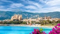 Landscape with beach and Palma de Mallorca town Royalty Free Stock Photo