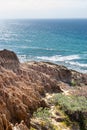 Landscape and beach view from Torrey Pines State Reserve and Beach in San Diego, California Royalty Free Stock Photo