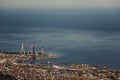 Landscape of the beauteous city Batumi on the sea shore from the hill