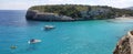 Landscape of the beautiful bay of Cala Romantica with a wonderful turquoise sea, Majorca, Spain Royalty Free Stock Photo