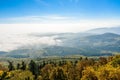 Landscape of beautiful black forest, Germany. Silhouette of hills close to Alsace, France