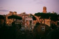 Rome, Italy, January 2007: a landscape from the Roman Forum, with the city on background. Royalty Free Stock Photo