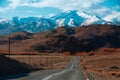 Landscape with beautiful empty mountain road. Travel background. Highway at mountains. Royalty Free Stock Photo