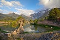 Landscape of beautiful Fan mountains and Kulikalon lake in Tajikistan