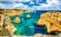 Landscape with beautiful Praia da Marinha Royalty Free Stock Photo