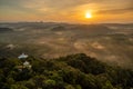 Landscape of beautiful sunrise at Khao Na Nai Luang Dharma Park in Thailand