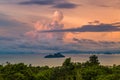 Landscape With Beautiful Sunset And Fiery Clouds In The Adaman Sea On Phi Phi Island. Thailand.