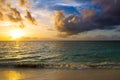 Landscape of beautiful sunset in Maldives island sandy beach wit Royalty Free Stock Photo