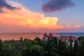 Landscape with a beautiful sunset sky and Black Sea, Crimea Royalty Free Stock Photo