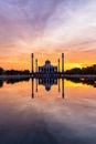 Landscape of beautiful sunset sky at Central Mosque, Songkhla province, Thailand Royalty Free Stock Photo