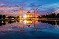 Landscape of beautiful sunset sky at Central Mosque, Songkhla province, Thailand Royalty Free Stock Photo