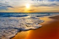 Landscape of beautiful tropical beach in sunset