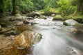 Landscape of Becky Falls waterfall in Dartmoor National Park Eng