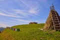 landscape with beehives somewhere in the mountains Royalty Free Stock Photo