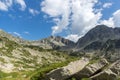 Landscape of Begovitsa River Valley, The Tooth, the dolls and Yalovarnika Peaks, Pirin Mountain, Bulgaria Royalty Free Stock Photo