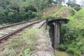 A landscape in the bend of the railway on the black bridge in Demodara. Royalty Free Stock Photo