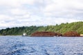 River landscape and barge