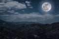 Landscape of blue dark night sky with many stars and cloudy. Royalty Free Stock Photo