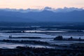 Landscape in blue evening light