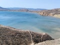 Landscape blue sea surrounded by rocks clear sky