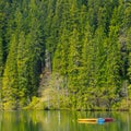 Landscape of boats in the Red lake Romania Royalty Free Stock Photo