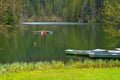 Landscape of boats in the Red lake Romania Royalty Free Stock Photo