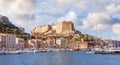 Landscape with Bonifacio town in Corsica