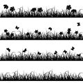 1039 landscape, border in black color, silhouettes of grass, flowers