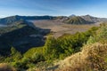 Landscape of Bromo, Batok, and Semeru volcano mountain, East Java, Indonesia Royalty Free Stock Photo