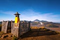 Landscape of Bromo volcano from view point on top of mountain Royalty Free Stock Photo