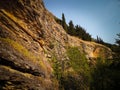 Landscape of brown rocks - typical coastal feature of Lake Ochrid, Macedonia