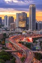 Landscape building modern business district of Bangkok. S-shaped