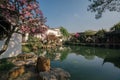 Landscape and buildings in Master of the Nets Garden, a classical Chinese garden in Suzhou, China Royalty Free Stock Photo