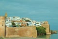 Landscape of buildings in Oudaya Kasbah next to Bouregreg River in Rabat, Morocco Royalty Free Stock Photo