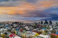 Landscape Of Buildings Surrounded By The Sea During A Beautiful Sunset In Reykjavik, Iceland