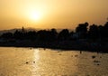 Landscape of caleta de velez beach during sunset, august 2020 Royalty Free Stock Photo
