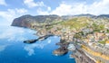 Landscape with Camara de Lobos, Cabo Girao in background, Madeira Royalty Free Stock Photo