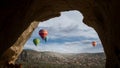 Landscape of Cappadocia with hot air balloons