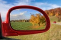 Landscape in car mirror - Autumn series Royalty Free Stock Photo