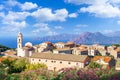 Landscape with Cargese village, Corsica Royalty Free Stock Photo