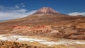 Landscape with the Cariquima volcano in the background, near the Royalty Free Stock Photo