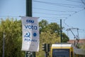 Landscape of CDU communist party election sign in Lisbon Portugal Royalty Free Stock Photo