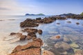 Landscape with Chagwido Island and strange volcanic rocks, view