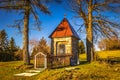 Landscape with chapel above the Dlhe Pole village at Kysuce Royalty Free Stock Photo