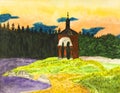 Landscape with chapel