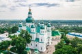 Landscape in Chernihiv with ancient church Royalty Free Stock Photo